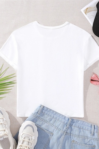 Uyguntarz Çocuk Oyuncak Ayı Baskılı Pamuklu Tshirt Beyaz