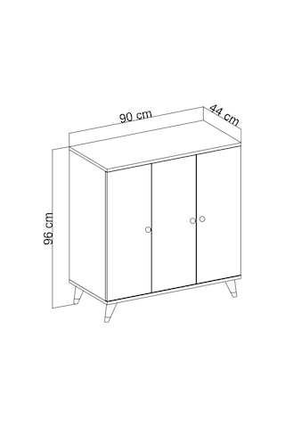 Simple Çok Amaçlı Dolap 4 Raflı 3 Kapaklı 90x44x96 Beyaz Beyaz