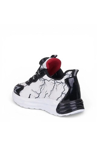 Zacoz Erkek Çocuk Akıllı Bağcıklı Ateş Desenli Spor Sneaker Ayakkabı Siyah Beyaz