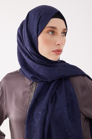Mirsoy Scarf Daka Desen Parlak Jakar Şal - Lacivert Lacivert