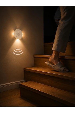 1 Adet Sekizgen Şeklinde 3 Modlu Sensörlü Led Lamba Usb Şarjlı Hareket Sensörlü Gece Lambası Kablosuz Dolap Koridor Merdiven Aydınlatma Enerji Sınıfı Beyaz