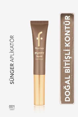 Flormar Puffy Liquid Hafif Yapılı & Sünger Aplikatörlü Yoğunluğu Ayarlanabilir Likit Kontür 001 Amber