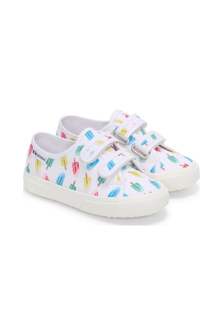 Superga 3750 Kids Straps İce Lolly Print Leggera Çocuk Unisex Beyaz Bileksiz Sneaker Beyaz-447