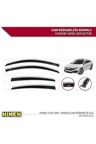 Honda Civic Kromlu Cam Rüzgarlığı 4'lü Set 2016-2021 Uyumlu