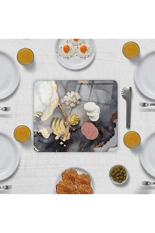 Decorıta Cam Sunum Standı Stark Mermer Görünümlü 29Cm X 34Cm