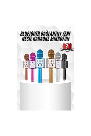 Karaoke Mikrofon Bluetooth Bağlantılı Aux Girişli Uzun Pil Ömrü Yüksek Ses Kaliteli