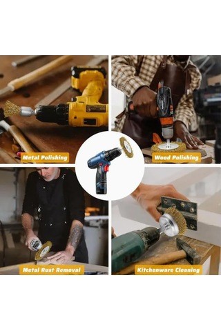 Aee 6'lı Çelik Tel Çanak Fırça Seti Matkap Ucu Dairesel Pas Sökücü Temizleme Yağ Çapak Alma Parlatma Sıyırma Zımpara Ahşap Metal Çelik Kaynak Boya Çıkarıcı Kazıma Aparatı