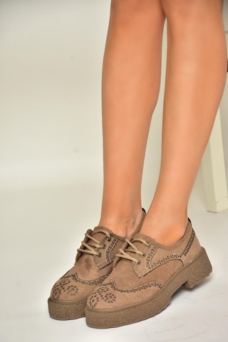 Fox Shoes T996199002 Vizon Süet Kalın Tabanlı Kadın Ayakkabı Vizon-süet Vizon