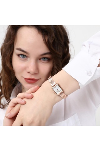 Maiar Kare Kasa Rose Kordon Kadın Kol Saati Rose Gold