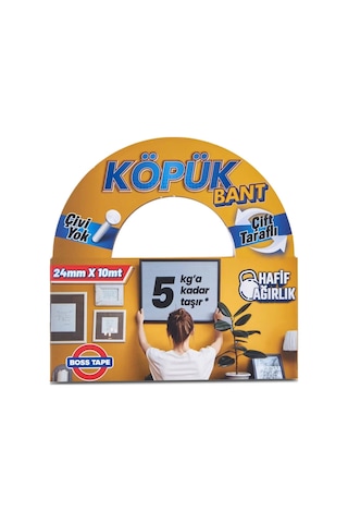 Boss Tape 2732 Çift Taraflı Köpük Bant 24mmx10m Hafif Ağırlık 5kg