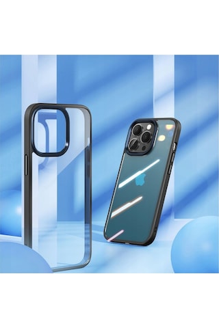 Rock Apple Uyumlu iPhone 14 Pro Max Guard Şeffaf Kılıf Siyah Siyah