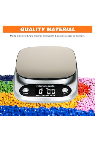 Konesam Ev Mutfağı İçin Hassas Dijital Terazi, 10kg/1g Doğruluk, Sulu Yüzey, Taşınabilir, Fırın Ve Pastane Çalışmaları İçin, Gümüş Renk, Pil Dahil Değil Gümüş