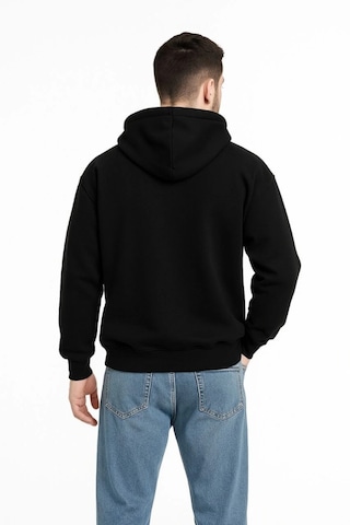 Modi Erkek Kapüşonlu Sweatshirt Hoodie 3 İplik Şardonlu Pamuklu Kumaş, Önü Baskılı, Fermuarlı Rahat Kalıp, Kışlık Ve Sokak Stili Sweat - Siyah