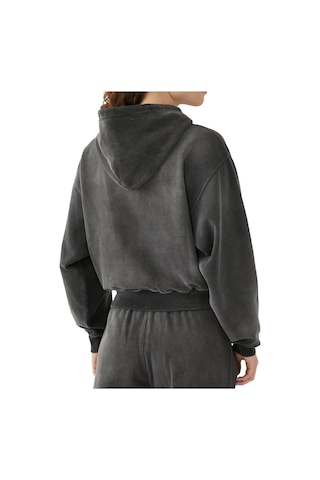 T By Alexander Wang Kristal Detaylı Kısa Kapüşonlu Sweatshirt Gri