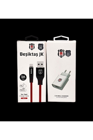 Beşiktaş Lisanslı Type-c Data-şarj Kablosu Ve Şarj Adaptörü 1 Metre