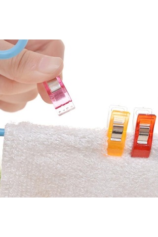 Dikiş Nakış Kumaş Kağıt Maşası Plastik Klips Tutucu Mandal 120 Ad