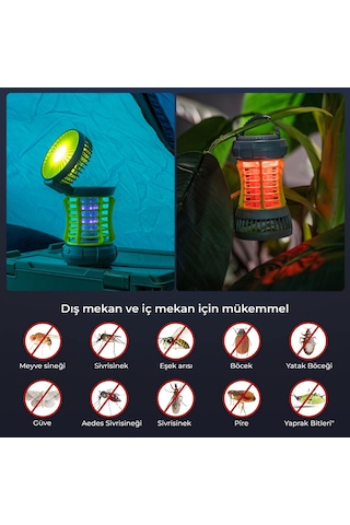 Bix KL-02 Sivrisinek Kovucu İç ve Dış Mekan Elektrikli Micro USB Şarj Edilebilir IPX4  LED Işıklı Lamba