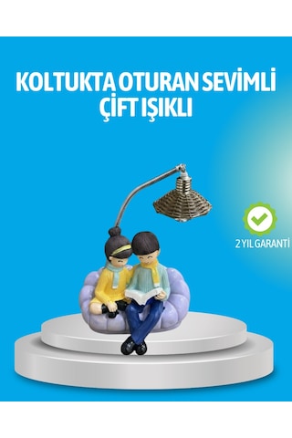 Romantik Çift Figürlü Okuyan Çift Masa Lambası Dekoratif Led Aydınlatma