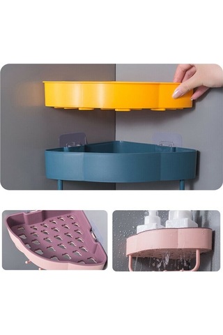 Honmex Banyo Mutfak Açık Dökme Tasarım Triangular Rahat Kurutma Duvar Kurulu 4 Çekmeceli Toplama Rafı Bej Bej