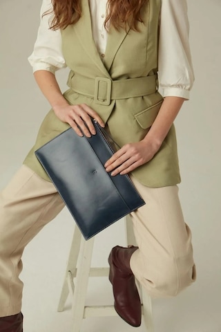 Beverly Kadın Lacivert Deri Cepli Fermuarlı Rfid Korumalı Portföy Çanta Lacıvert