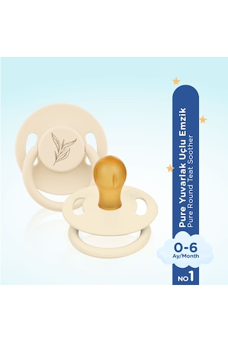 Wee Baby Pure Yuvarlak Uçlu Kauçuk Emzik No:1 Krem 0-6 Ay