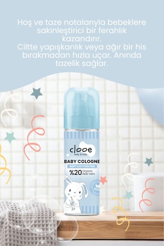 Hassas Ciltlere Özel Organik Aloe Vera Özlü Taze Pamuk Kokulu Soft Cotton Feel Bebek Kolonyası 2'li