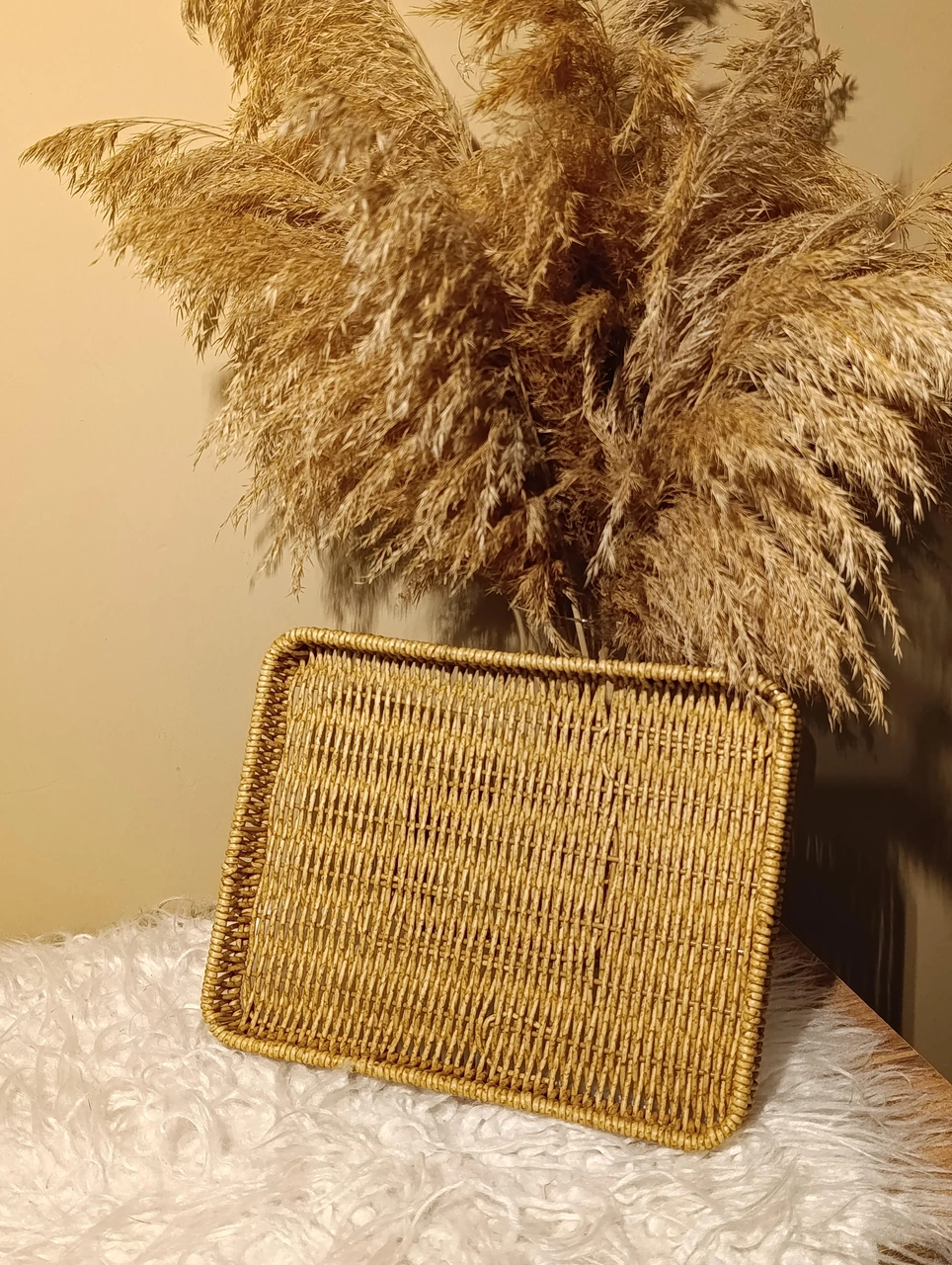 Hasır Rattan Ayaklı Sunumluk Dikdörtgen Diğer