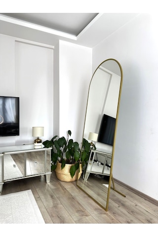 Effe Gold Metal Çerçeveli 180x80 Cm Oval Ayaklı Boy Aynası