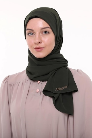 Altobeh Medine İpeği Düz Tesettür Şal Koyu Haki