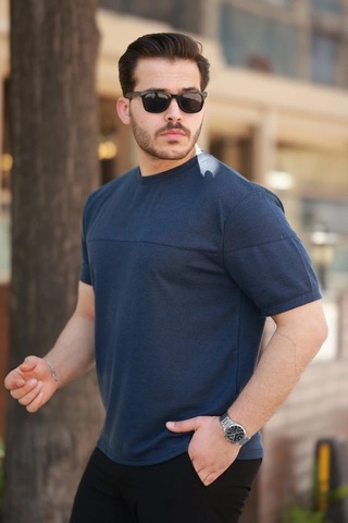 Vexor Erkek Oversize Bisiklet Yaka Kısa Kollu T-shirt Lacivert
