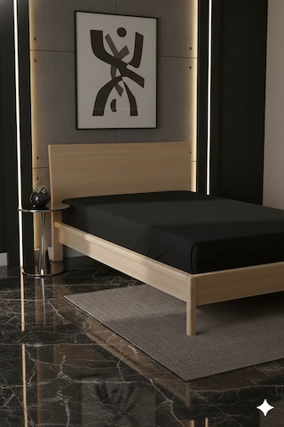 %100 Pamuk Ranforce Premium Tek Kişilik Çarşaf - Siyah Siyah