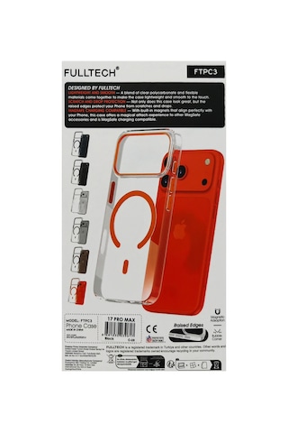 Apple iPhone 17 Pro Max Uyumlu Ftpc3 Magsafe Şarj Destekli Şeffaf Kılıf