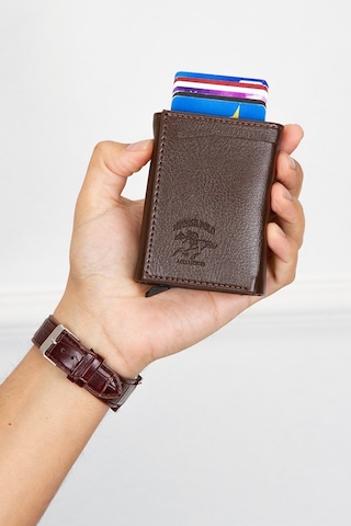 Tuldar Erkek Mekanizmalı Cüzdan Ve Deri Çelik Kasalı Kapaklı Omuz Ve El Çantası 17x22cm Tul513 - Koyu Kahverengi