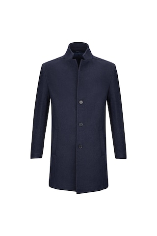 Hatemoğlu Lacivert Slim Fit Ceket Yaka Yünlü Kaşe Palto 2958676 Lacivert