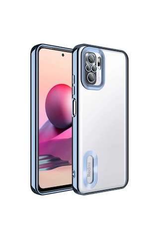 Noktaks - Redmi Note 10s Uyumlu - Kılıf Kamera Korumalı Arkası Şeffaf Kenarları Renkli Omega Kapak - T25699 - Sierra Mavi Sierra Mavi
