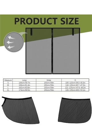 Tongxida Araba Arka Bagaj Havalandırma Gölge Ve Sivrisinek Ekran Kapağı L Boyutu