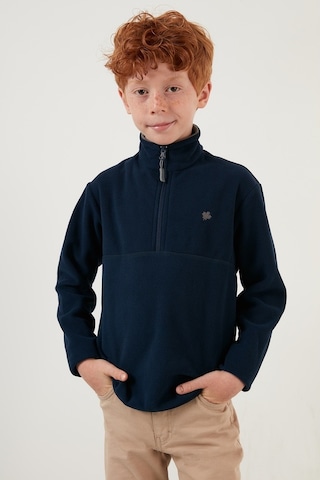 Lela Yumuşak Dokulu Fermuarlı Dik Yaka Şardonlu Kışlık Unisex Çocuk Polar 5905002 Lacivert