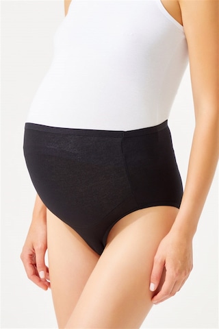 Cottonhill Siyah Pamuklu Yüksek Bel Hamile Bikini Külot Siyah