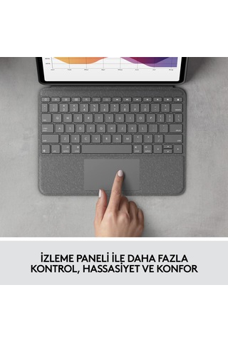 Logitech Slim Folio Touch iPad Air 10.9" 4. Nesil ile Uyumlu Klavyeli Kılıf Koyu Gri