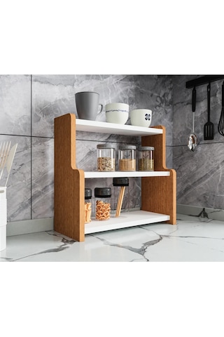 Alpa Ev Mobilya 3 Katlı Tezgah Üstü Mutfak Rafı, Baharatlık Ve Çok Amaçlı Organizer Atlantik Çam-beyaz