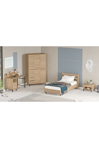 Robin Home Lidya Genç Odası Takımı 4'lü Set Sepet Kahverengi