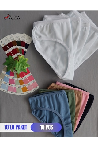 Alya Underwear Kız Çocuk Kalpli Dokuma Lastik Pamuklu Kumaş Slip Külot 5'li Paket 5 Adet Beyaz Multicolor-x19