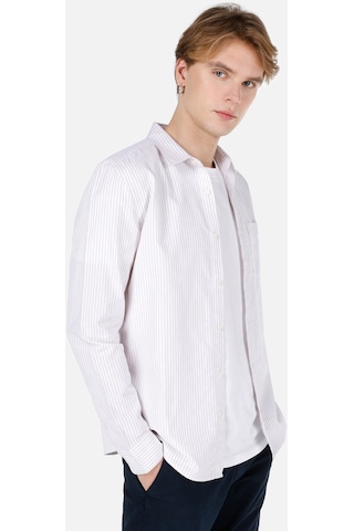 Colin's Colins Dar Kesim Shirt Yaka Çizgili Bej Erkek Uzun Kol Gömlek Cl1066850 Cl1066850 Q1.v1 Beı Bej