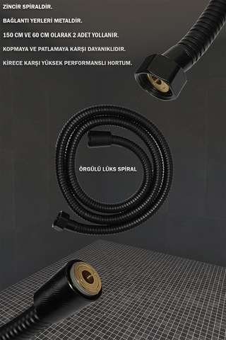 469845 Lavabo Banyo Bataryası Robot Duş Takımı Musluk Armatür Siyah Beyaz Krom Renk Krom - Siyah