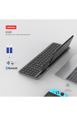 K550 Tablet Standlı Bluetooth + 2.4 Ghz Kablosuz Dual Modlu Sessiz Klavye