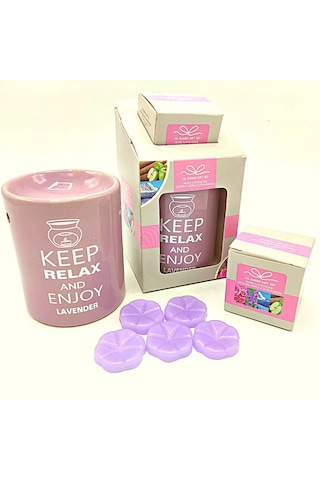 Buhurdan ve Lavanta Kokulu Mum Seti Keep Relax and Enjoy Lavender