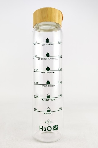 Digithome H2O Fit Bambu Kapaklı Cam Matara 1 L - H2O75992 C1-1-18