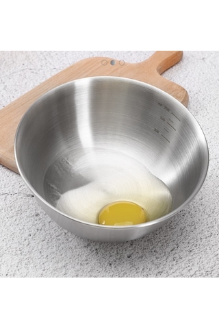 Qerhome 2'li Paslanmaz Çelik Inox Karıştırma Kabı 1800-3300 Ml 23-27 Cm Gümüş