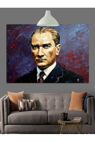 Mustafa Kemal Atatürk Portresi Dekoratif Kanvas - Mdf Ahşap Tablo