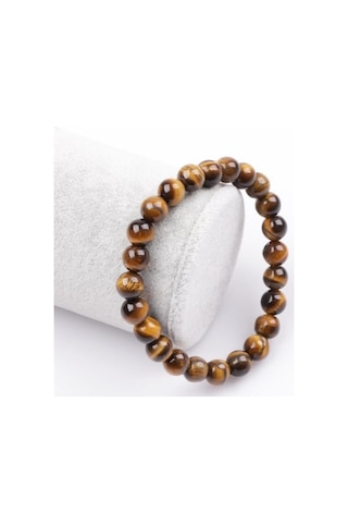 Tesbih Sakarya Kaplangözü Doğaltaş Unisex Bileklik Kahverengi